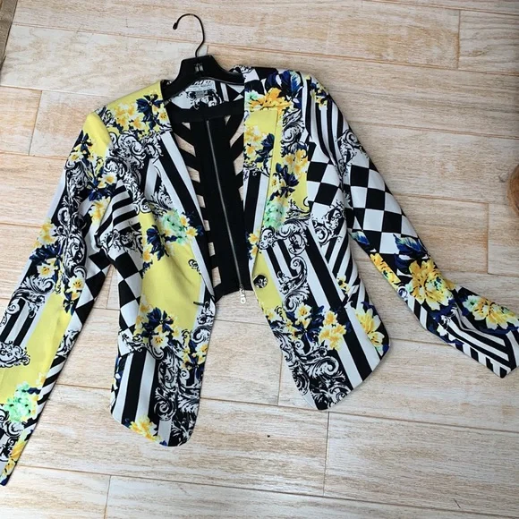 Alberto Makali🖤💛 Caged Cropped Jacket Crop Flower Stripe Courtly Check Baroque